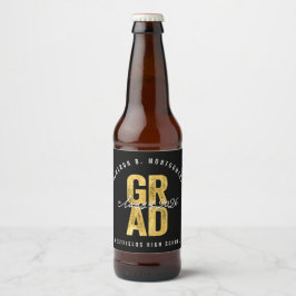 Rótulo Para Garrafa De Cerveja Festa de Formatura Estilosa 2026 GRAD Folha de Our
