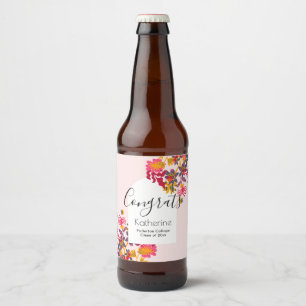 Rótulo Para Garrafa De Cerveja Festa de formatura Floral Rosa Arch Moderno