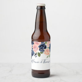 Rótulo Para Garrafa De Cerveja Festa de noivado De Casamento De Flores De Blush E