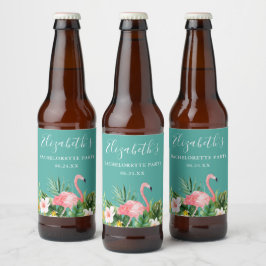 Rótulo Para Garrafa De Cerveja Festa de solteira Tropical de Aquarela