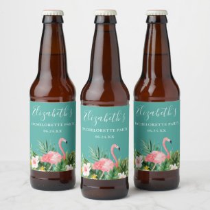 Rótulo Para Garrafa De Cerveja Festa de solteira Tropical de Aquarela