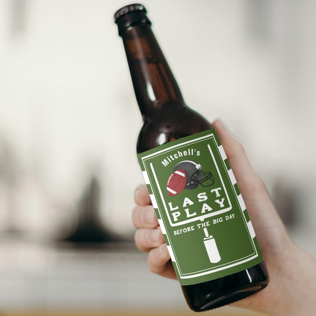 Rótulo Para Garrafa De Cerveja Festa de Solteiro de Futebol Última Jogada Antes d (Football Bachelor Party Last Play Before Big Day Beer Bottle Label
)