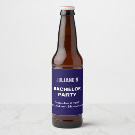 Rótulo Para Garrafa De Cerveja Festa de Solteiro Minimalista Azul Escuro