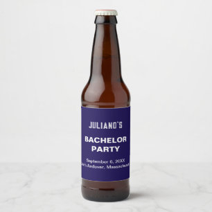 Rótulo Para Garrafa De Cerveja Festa de Solteiro Minimalista Azul Escuro