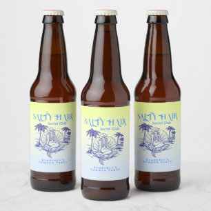 Rótulo Para Garrafa De Cerveja Festa de Verão de Cowgirl da Sereia Azul Costeira
