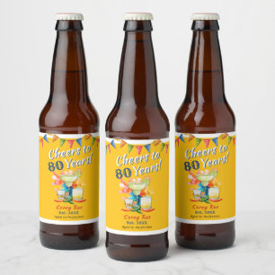 Rótulo Para Garrafa De Cerveja Festa Mexicana de 80 Anos de Idade Um brinde a 8