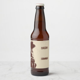 Rótulo Para Garrafa De Cerveja Festa Personalizada Country Western Cowgirl