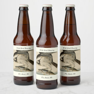 Rótulo Para Garrafa De Cerveja Fish Hawk, Osprey, das Aves da América de Audubon