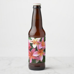 Rótulo Para Garrafa De Cerveja Fita De Frangipani Rosa Pálido
