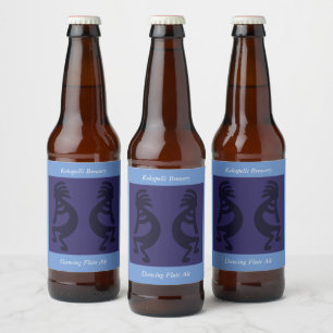 Rótulo Para Garrafa De Cerveja Flauta tocando Kokopelli Figura 1: Preto em azul