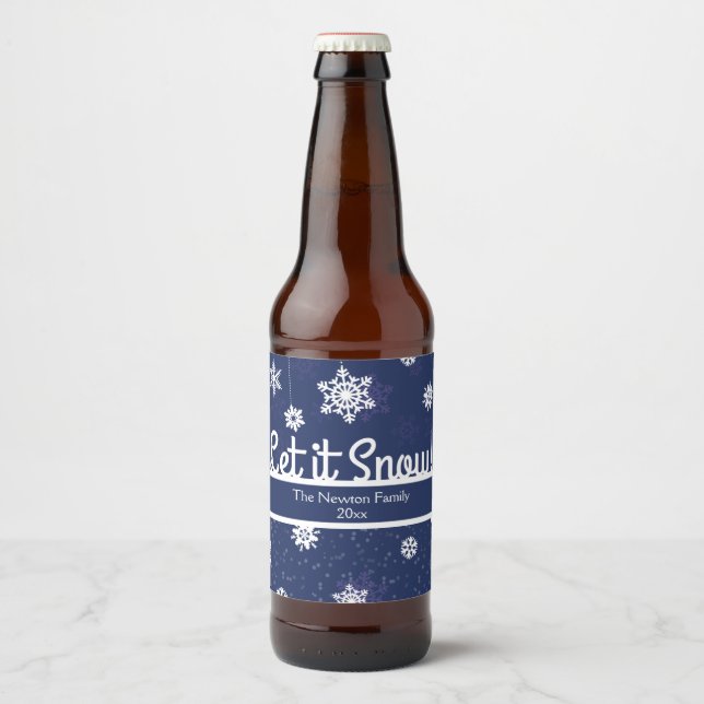 Rótulo Para Garrafa De Cerveja Floco de neve de inverno, Feriado (Frente)