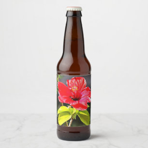 Rótulo Para Garrafa De Cerveja Flor de Hibiscus Tropical Belo
