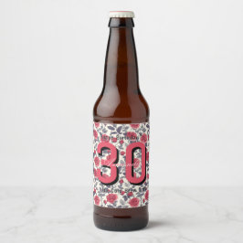 Rótulo Para Garrafa De Cerveja Flor de Rosa Moderna 90º Aniversário