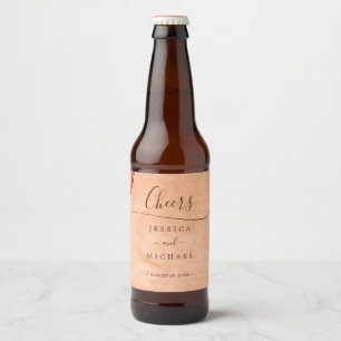 Rótulo Para Garrafa De Cerveja Flor Gerbera no casamento de pêssego Abstrato