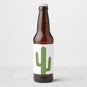 Rótulo Para Garrafa De Cerveja Flor Rosa Fofa Cacto Verde do Sudoeste Americano
