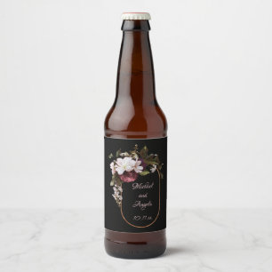 Rótulo Para Garrafa De Cerveja Florais Borgonhetas e Rosa Esbranquiçados no Casa