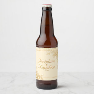 Rótulo Para Garrafa De Cerveja Floral Dourado elegante