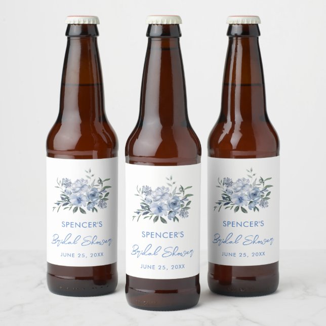 Rótulo Para Garrafa De Cerveja Floral Dusty Chá de panela Favor (Garrafas)
