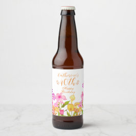 Rótulo Para Garrafa De Cerveja Floral Garden White