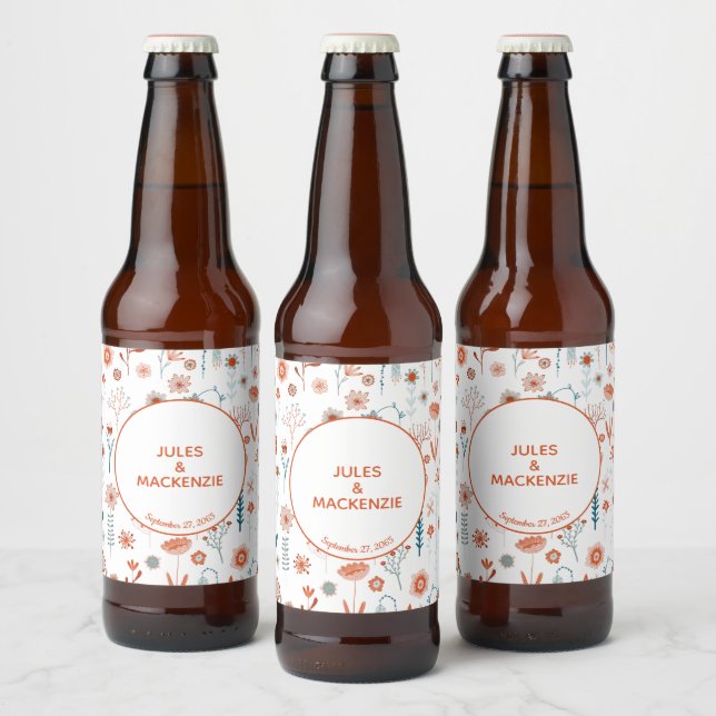 Rótulo Para Garrafa De Cerveja Floral Moderno Simples (Garrafas)