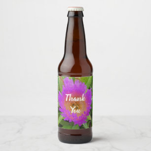 Rótulo Para Garrafa De Cerveja Floral Obrigado Bright Purple Apreciação Flor