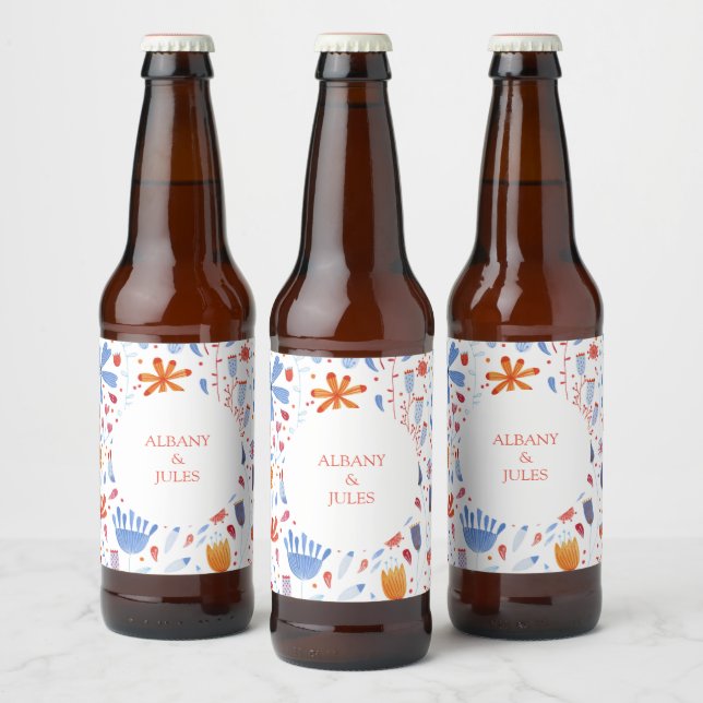 Rótulo Para Garrafa De Cerveja Floral Watercolor Wedding (Garrafas)