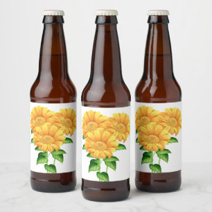 Rótulo Para Garrafa De Cerveja Flores de Girassóis para Casamento Festa Floral Fl