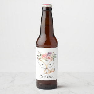 Rótulo Para Garrafa De Cerveja floresta de raposa, fofo