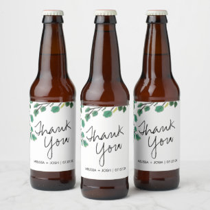 Rótulo Para Garrafa De Cerveja Folha de Eucalipto Desenhada à Mão Obrigado   