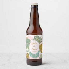 Rótulo Para Garrafa De Cerveja Folhagem Tropical - Padrão De Monstera E Folha De 