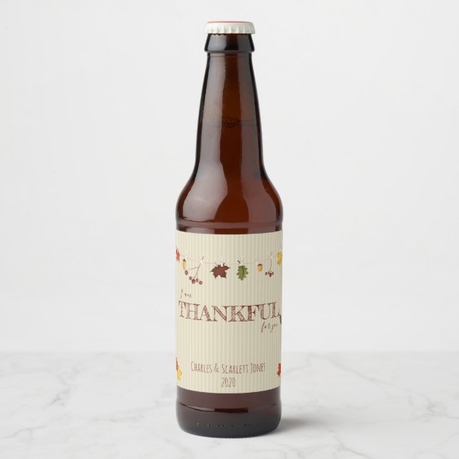 Rótulo Para Garrafa De Cerveja Folhas de outono na linha de fechamento (Frente)