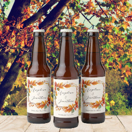Rótulo Para Garrafa De Cerveja Folhas Elegantes de Outono Aquarela Casamento Pers