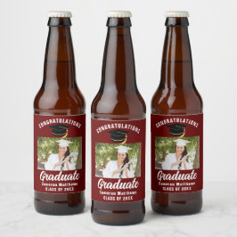 Rótulo Para Garrafa De Cerveja Formando Branco Maroon - Festa de formatura 2025