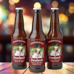 Rótulo Para Garrafa De Cerveja Formando Branco Maroon - Festa de formatura 2025