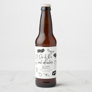 Rótulo Para Garrafa De Cerveja Formatura Desenho Estranho Próxima Aventura Branco