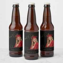 Rótulo Para Garrafa De Cerveja Formatura Elegante Preto e Dourado