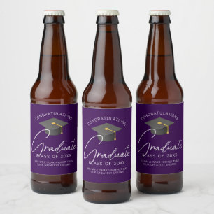 Rótulo Para Garrafa De Cerveja Formatura Personalizada da Faculdade Roxa Festa de