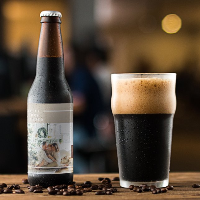 Rótulo Para Garrafa De Cerveja Foto da família moderna | Feliz alegre abençoada (Criador carregado)