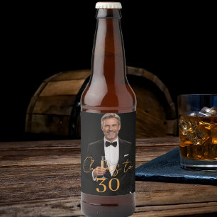 Rótulo Para Garrafa De Cerveja Foto de aniversário de taças de ouro