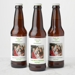 Rótulo Para Garrafa De Cerveja foto de texto verde de feriado de Natal 