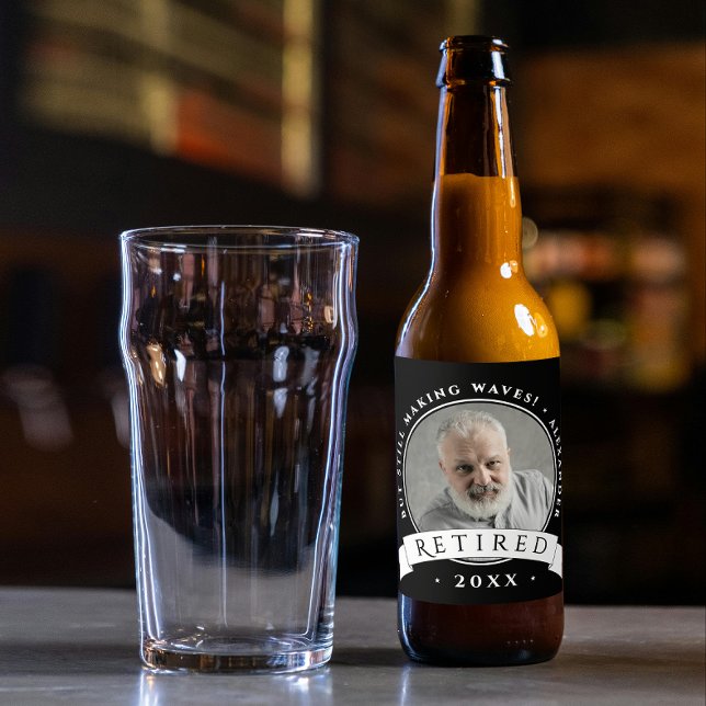 Rótulo Para Garrafa De Cerveja Foto Do Avô Rustic Black And White Retyre Man (Criador carregado)