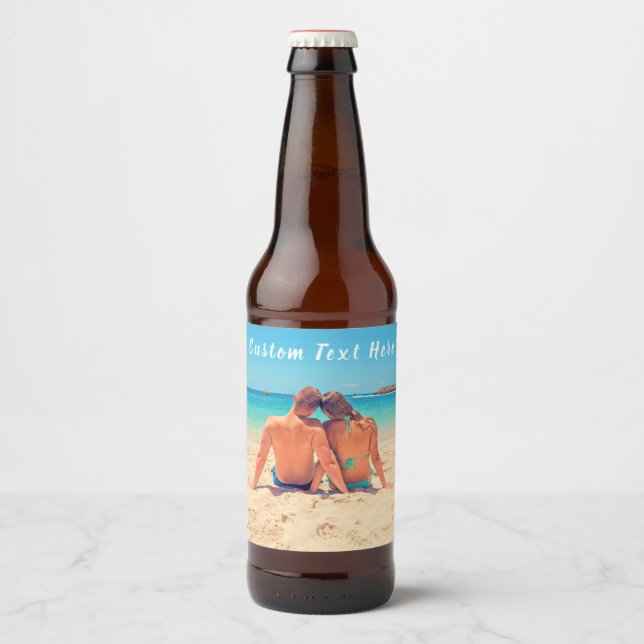 Rótulo Para Garrafa De Cerveja Foto e texto personalizados - seu próprio Design - (Frente)
