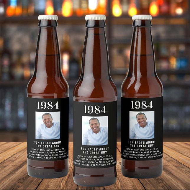Rótulo Para Garrafa De Cerveja Foto negra de aniversário diversão fatos bienal (Criador carregado)
