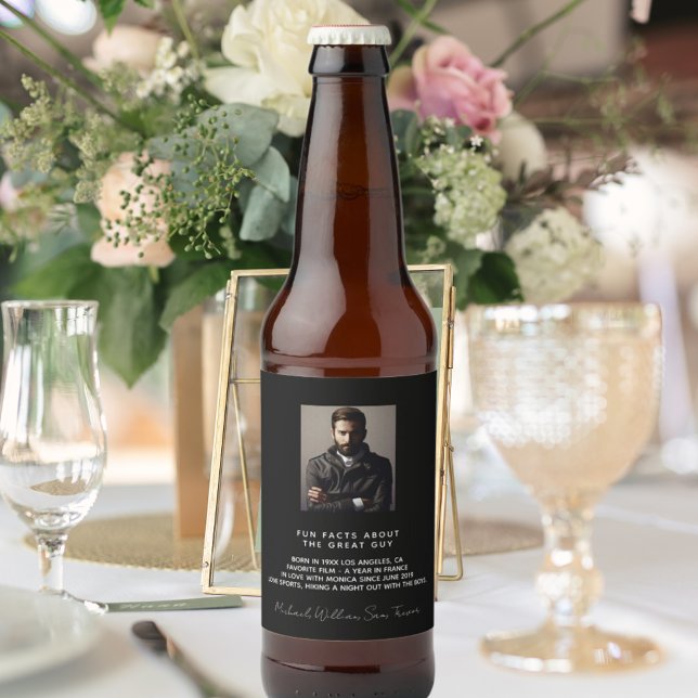 Rótulo Para Garrafa De Cerveja Foto personalizada de aniversário Fatos divertidos (Criador carregado)