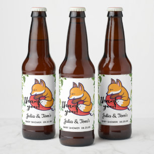 Rótulo Para Garrafa De Cerveja Fox Bonita Obrigado Chá de fraldas