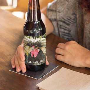 Rótulo Para Garrafa De Cerveja Frango Engraçado do Dia do Cabelo Mau