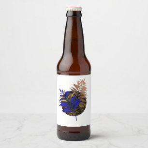 Rótulo Para Garrafa De Cerveja Frio azul no círculo preto