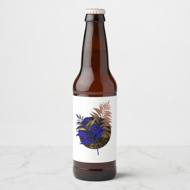 Rótulo Para Garrafa De Cerveja Frio azul no círculo preto (Frente)