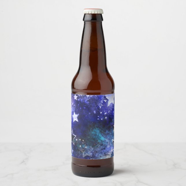 Rótulo Para Garrafa De Cerveja Fundo de Espaço com Estrelas (Frente)