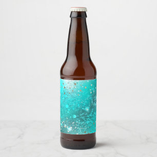 Rótulo Para Garrafa De Cerveja Fundo do Mint Turquoise Foil